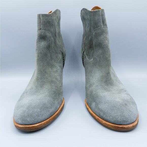 Kork Ease Lapra Western Booties Size 9 Gray Suede Leather Wedge Heel Ankle Zip - Picture 4 of 11